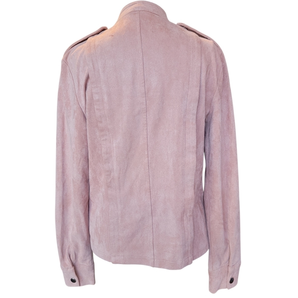 Paper Crane Pink Faux Suede Moto Style Zip Up Jacket - Picture 6 of 11